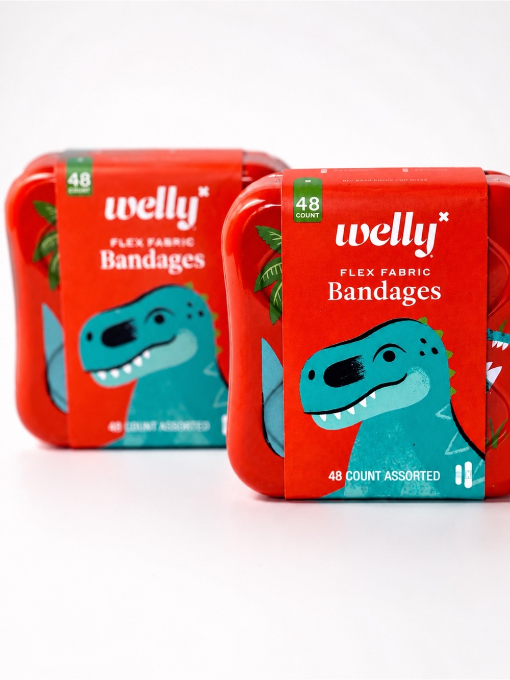 Welly Kids Dinosaur Bandages 48 (X2) Count Flex Fabric Pink Travel Kits (2)